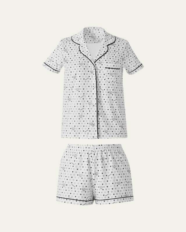 x Roller Rabbit Heart-Print Cotton Pajama Set
